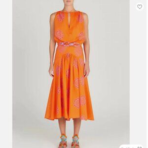 SILVIA TCHERASSI daila dress in orange with lilac embroidery